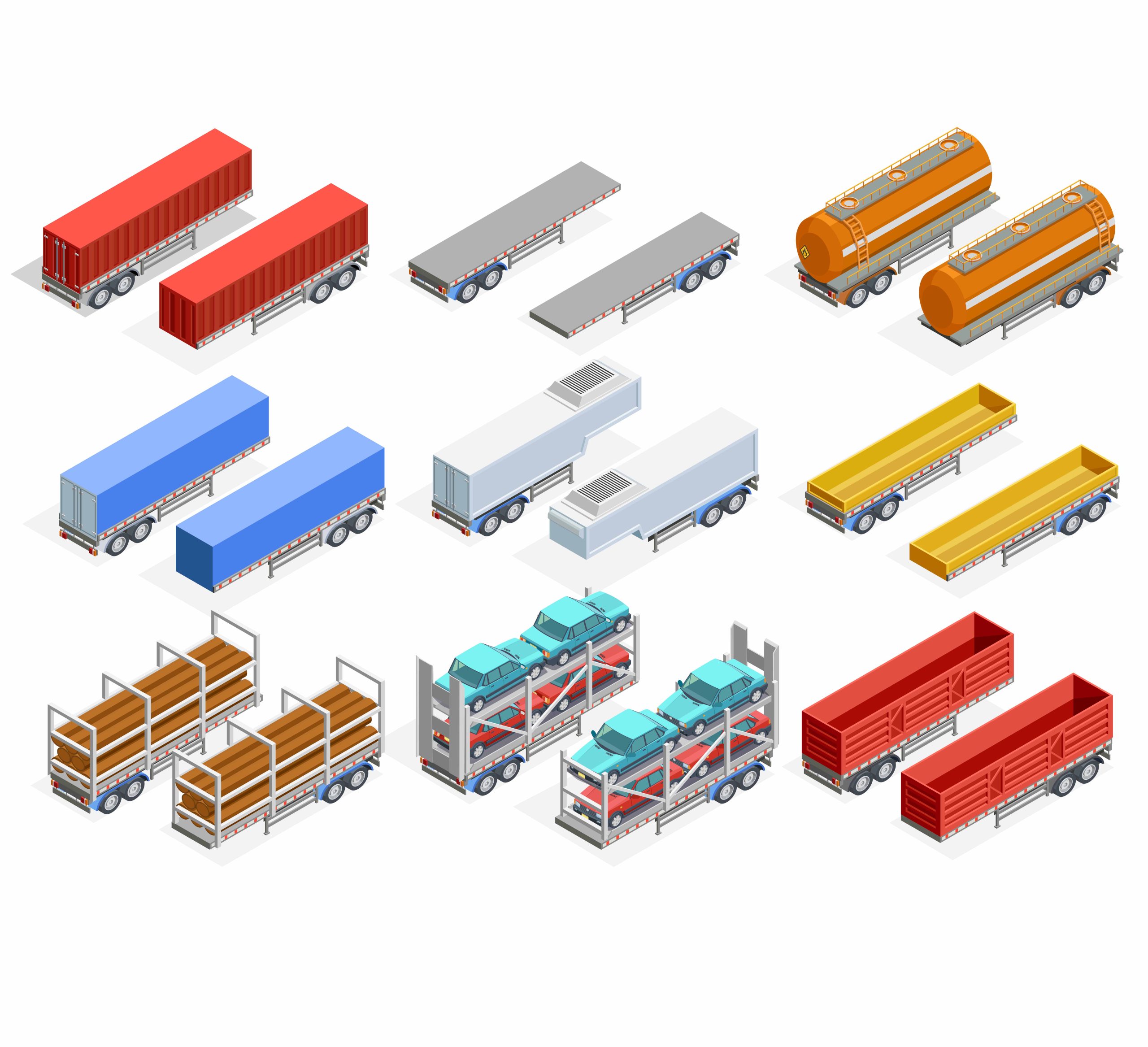 trailers isometric set